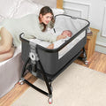 Baby Bassinet Bedside Sleeper. Bedside Bassinet for Baby. 3 in 1 Bedside Crib with Adjustable 6 Height. Portable Bassinet for Newborn/Infant. Baby Bassinet with Wheels/Storage Basket/Mosquito Net