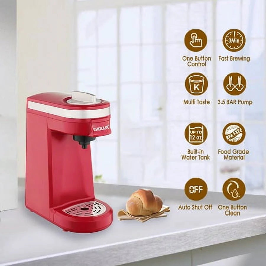 CHULUX Mini Single Serve Coffee Maker for K Pod & Ground Coffee U7469