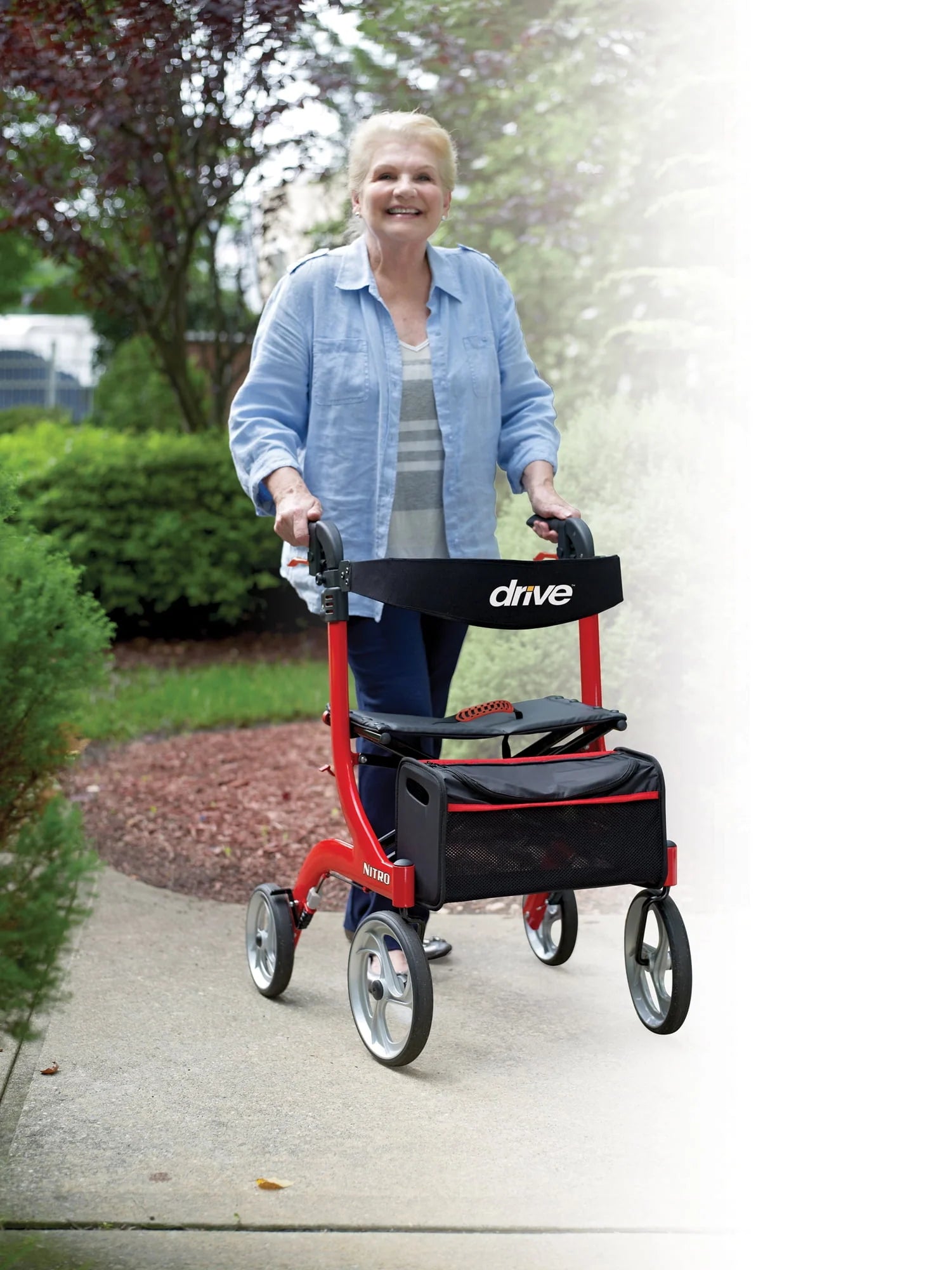 Drive Medical Nitro Euro Style Rollator Walker, Red F360