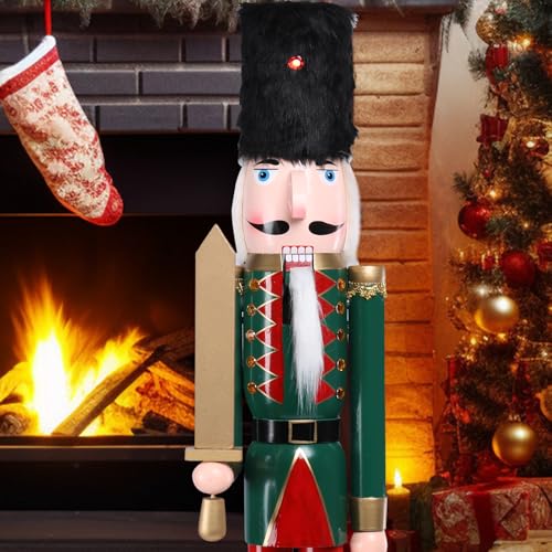 MUMTOP 42 Inch Wooden Nutcracker Christmas Decoration with Black Fur Hat U9826