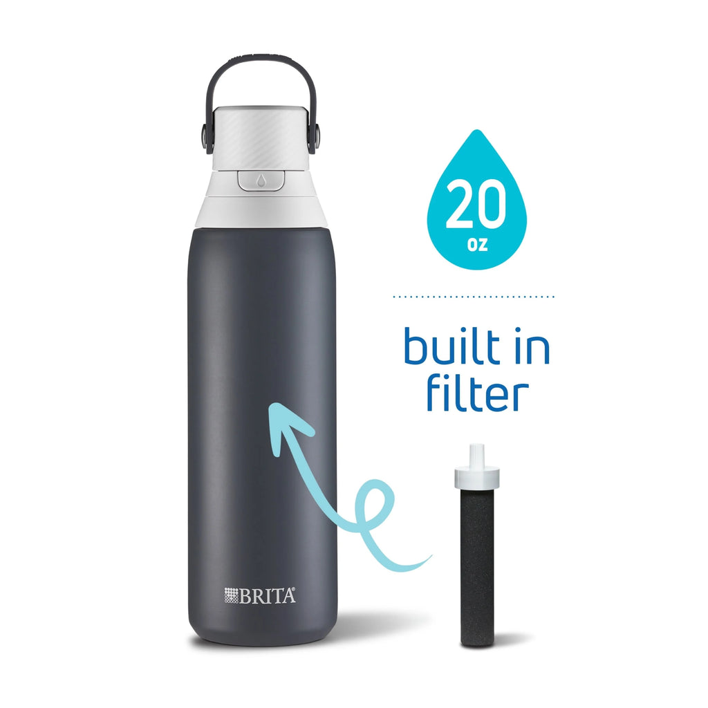 Brita 20 oz Stainless Steel Filtered Insulated Water Bottle with Straw K393612