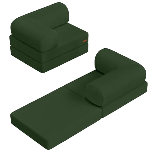 COMAX Folding Sofa Bed Convertible Chair Bed Corduroy 3-in-1 Floor Couch, Dark Grey E940