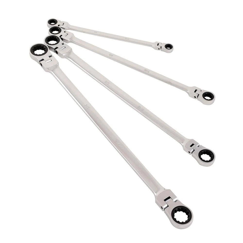 Sunex SAE Extra Long Double Box Flex Head Ratcheting Wrench Set (4-Piece) 9923