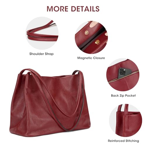 Kattee Leather Tote Bag for Women, Casual Shoulder Hobo Purse with Magnetic Snap Closure U606