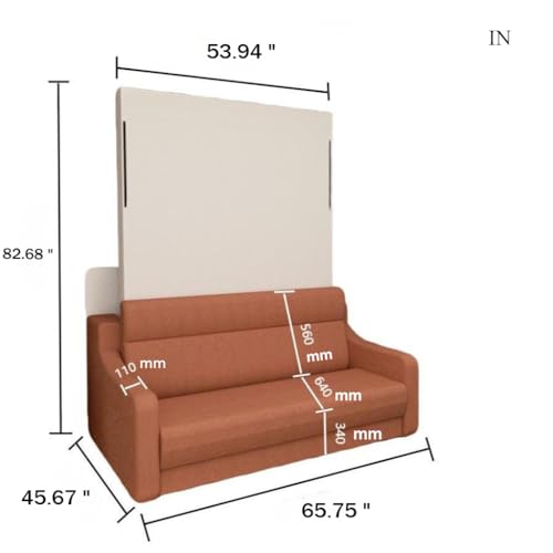 MERITLINE Queen Murphy Bed with Couch and Storage Shelves, White M951