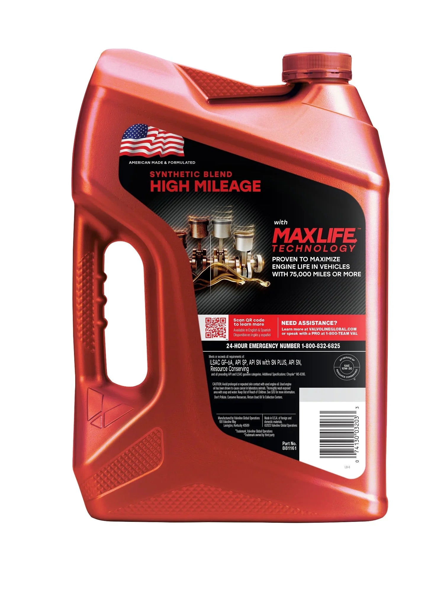 Valvoline High Mileage with MaxLife Technology Motor Oil 10W-30 F648300
