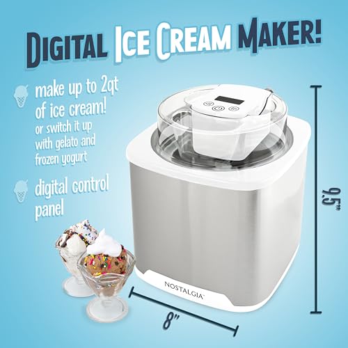 Nostalgia 2-Quart Electric Ice Cream Maker, Stainless Steel H3717