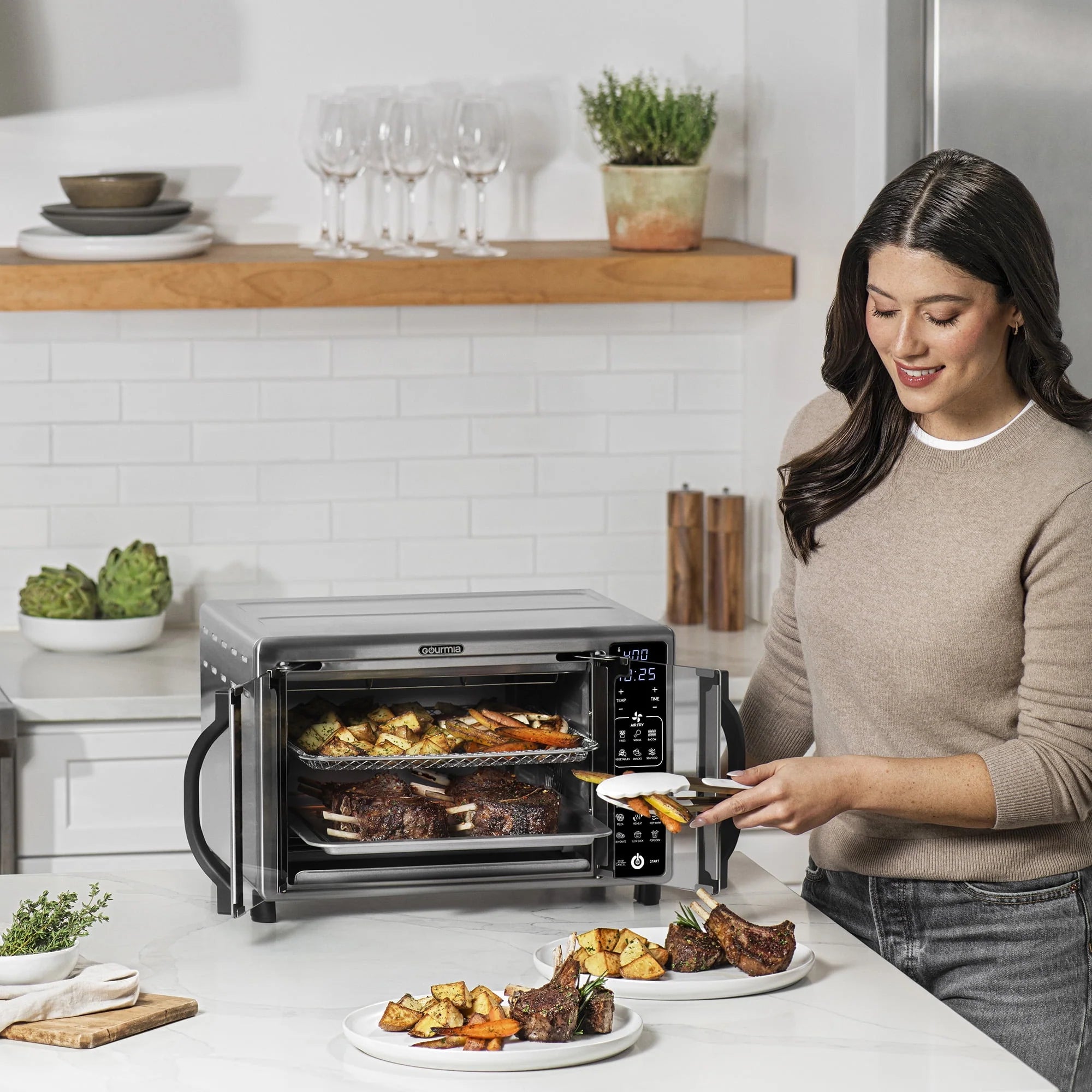 Gourmia Digital Air Fryer Toaster Oven, 6 Slice, Stainless Steel Y1038