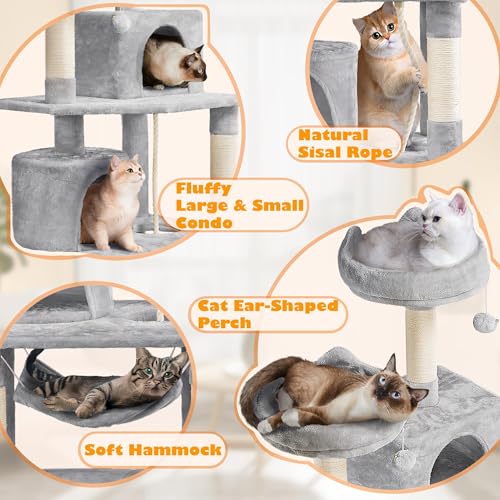 Yaheetech 62.5in Cat Tree with Platform & Hammock, Dark Gray L747397