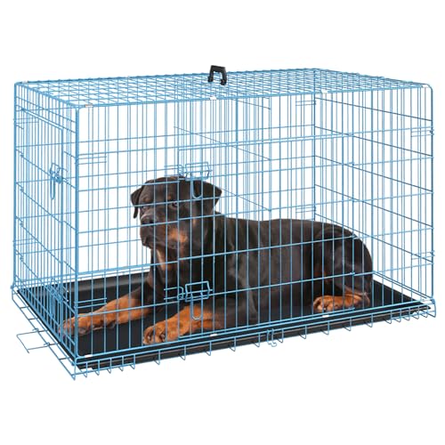 FDW Dog Crate for Large Dogs 48 Inch Folding Metal Wire Cage Double Door N1299
