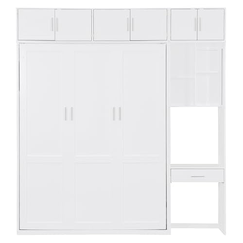 PURLOVE Wood Twin Murphy Bed with Light and USB, Gray W600663