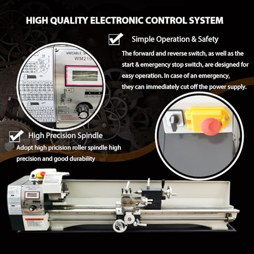 Metal Lathe 8''x39'' Benchtop Machine 1100W Brushless Motor WM210V 110V R886