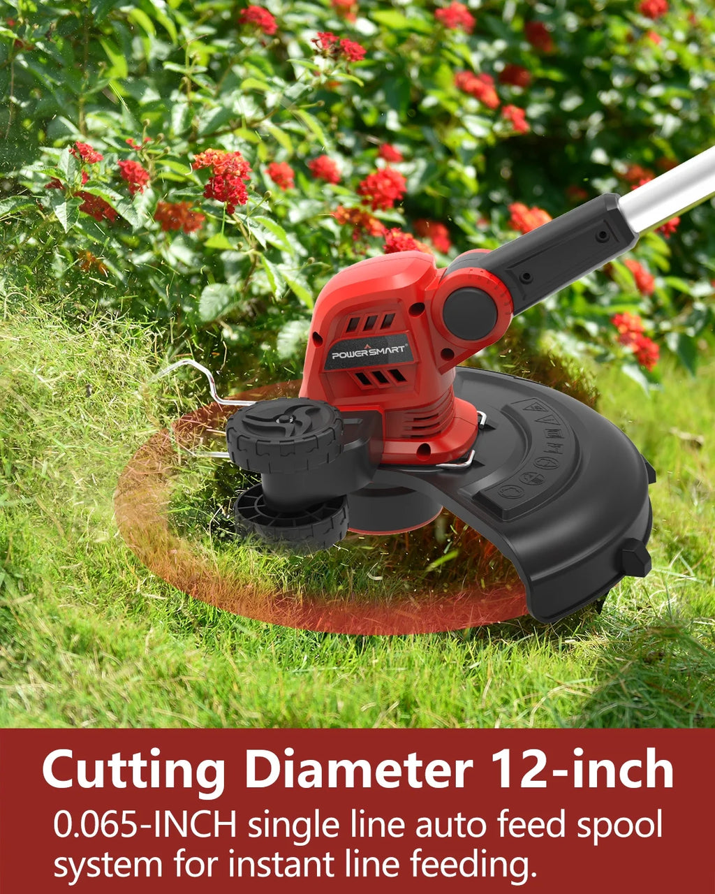 PowerSmart 20V 12-inch Cordless String Trimmer with Battery and Charger Z9905