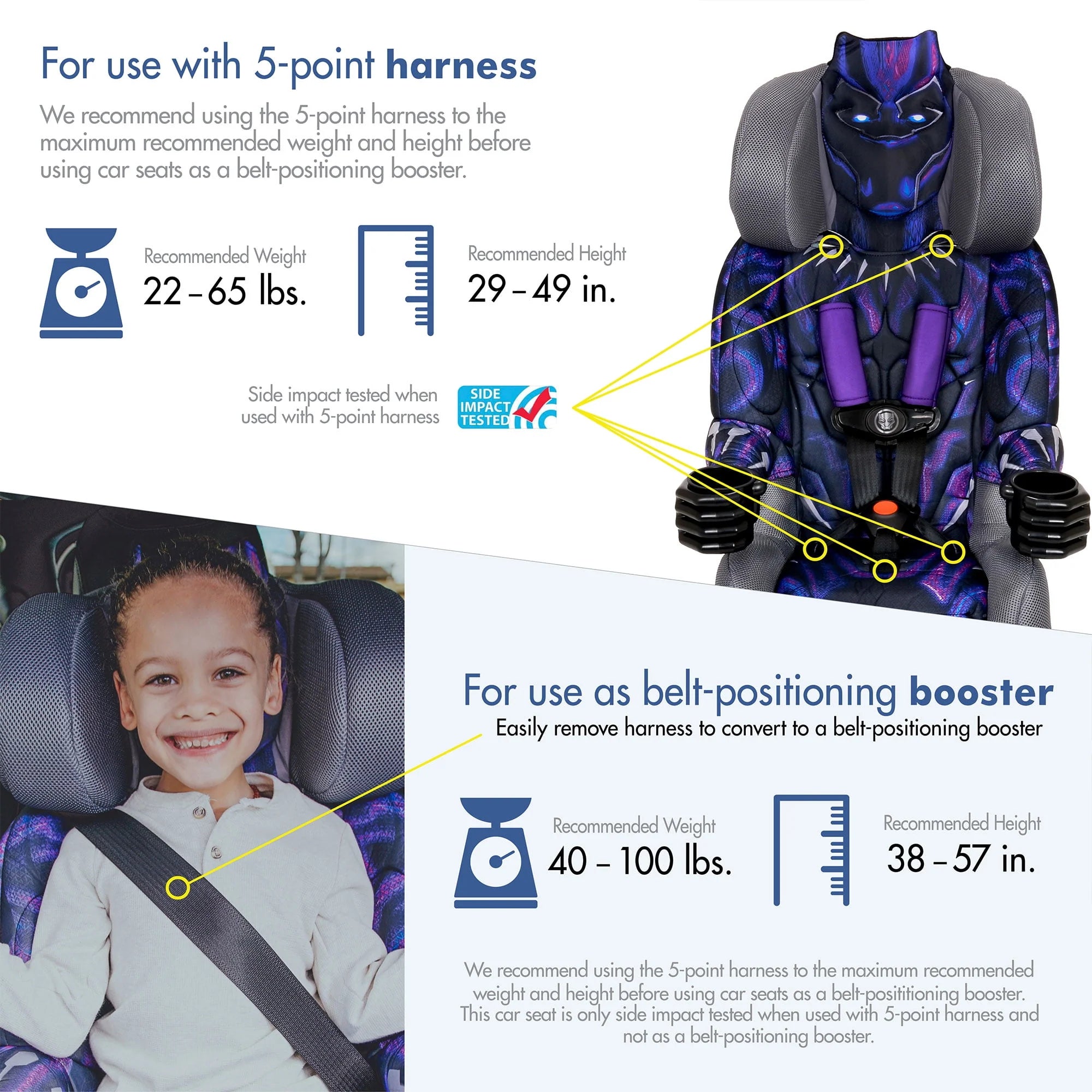 KidsEmbrace Combination Harness Booster Car Seat, Marvel Avengers Captain America Q1832
