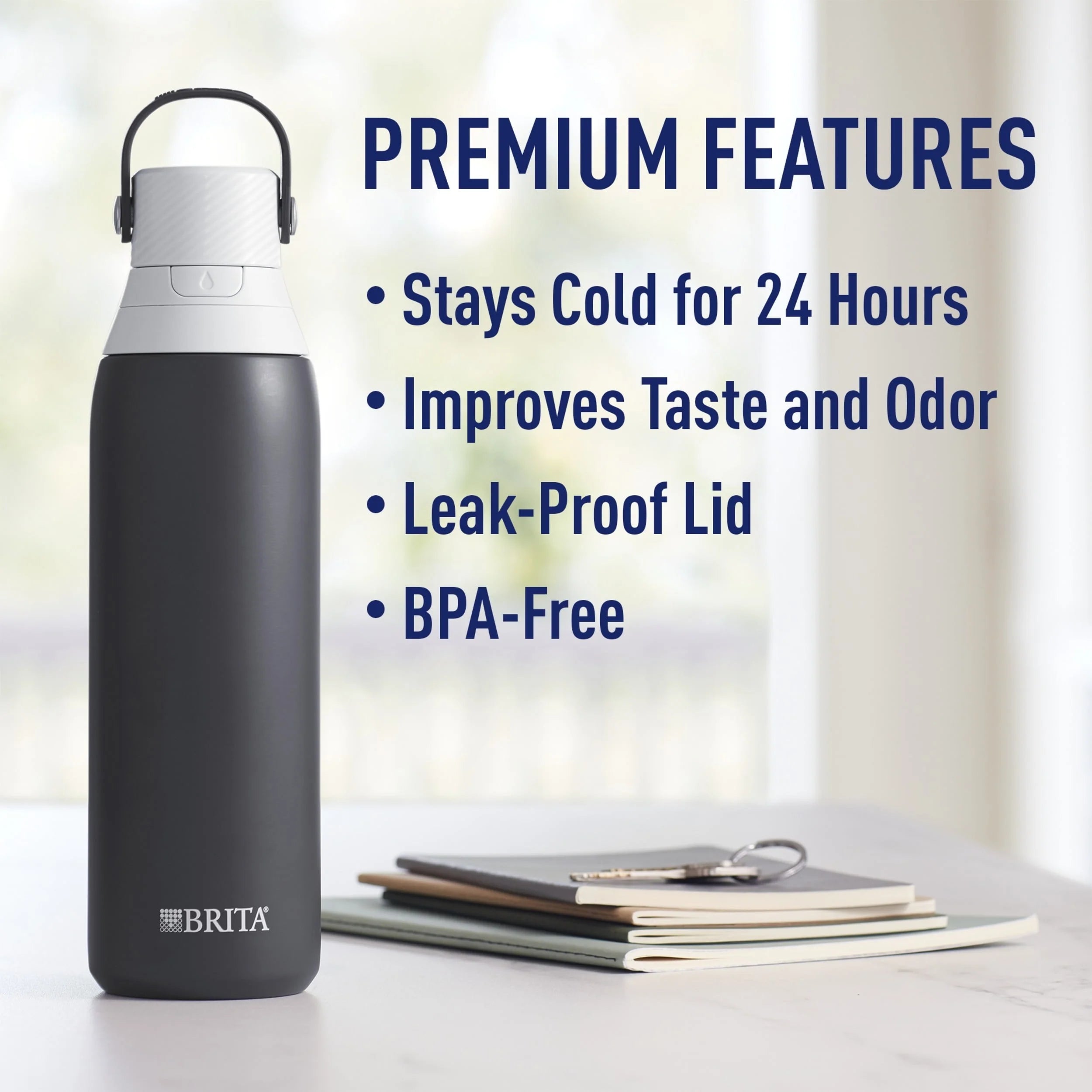 Brita 20 oz Stainless Steel Filtered Insulated Water Bottle with Straw K393612