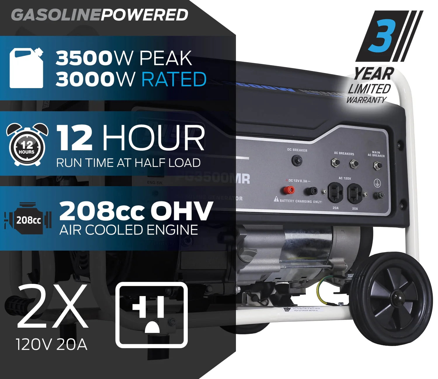Pulsar 3500-Watt Gas Powered Portable Generator A9454