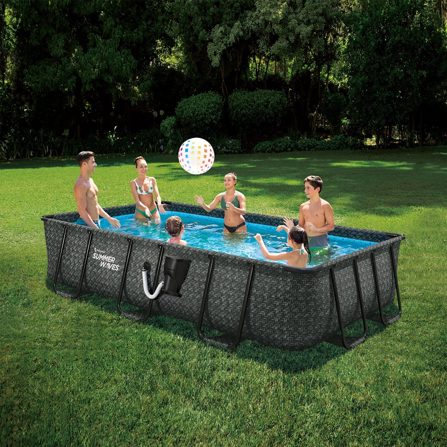 Summer Waves 16ft Elite Frame Outdoor Rectangular Pool L2355