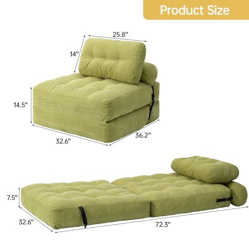 Folding Sofa Bed Convertible Sleeper Chair with Pillow, Grey L546