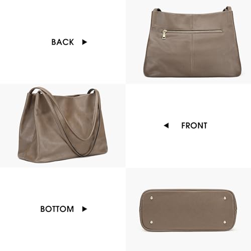 Kattee Leather Tote Bag for Women, Casual Shoulder Hobo Purse with Magnetic Snap Closure U606