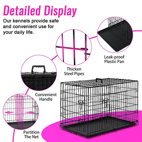 FDW Dog Crate for Large Dogs 48 Inch Folding Metal Wire Cage Double Door N1299