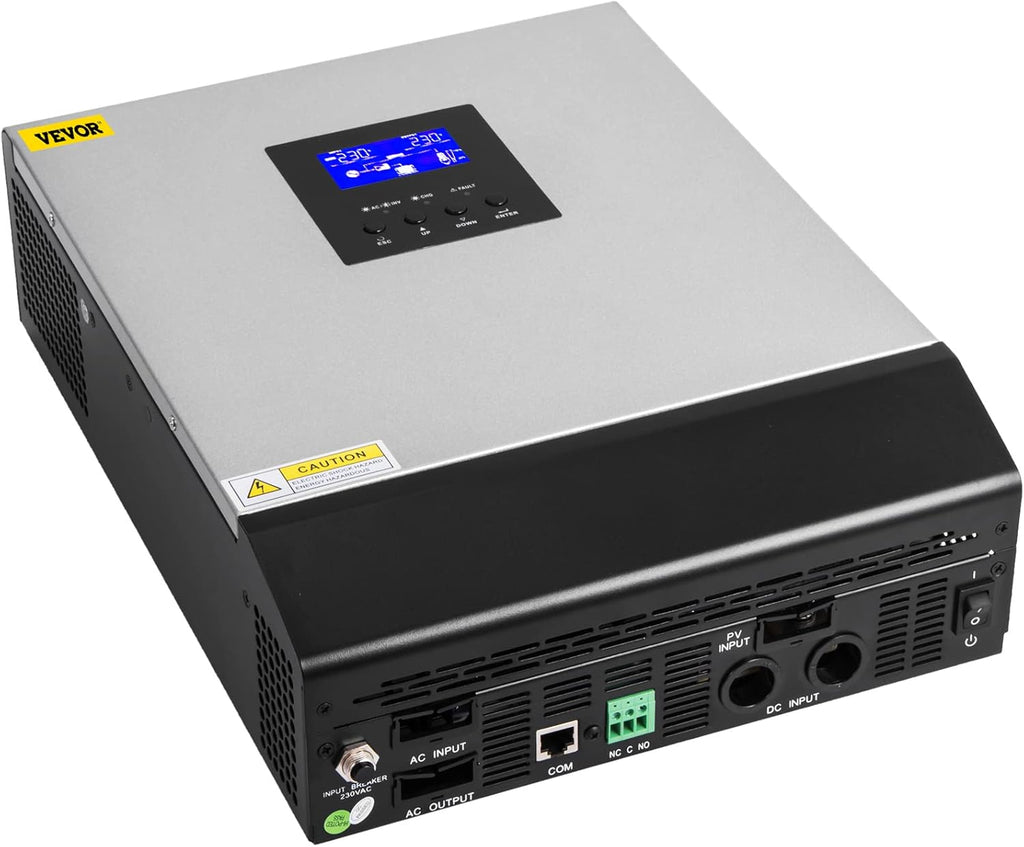 VEVOR Hybrid Solar Inverter 3KVA 2400W Pure Sine Wave Off-Grid 24VDC to 110VAC U169308