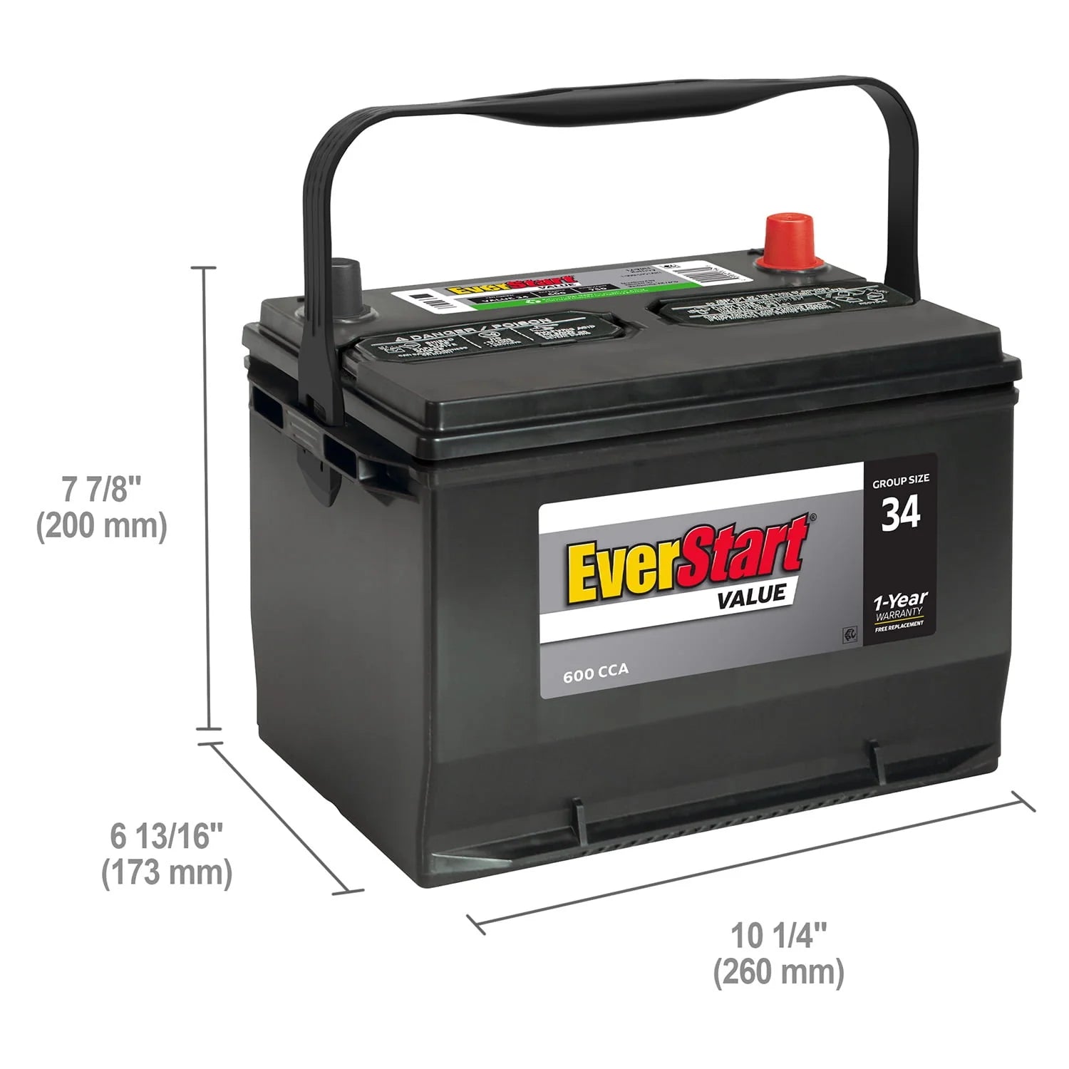 EverStart Value Lead Acid Automotive Battery Group Size 34 12V 600 CCA C840