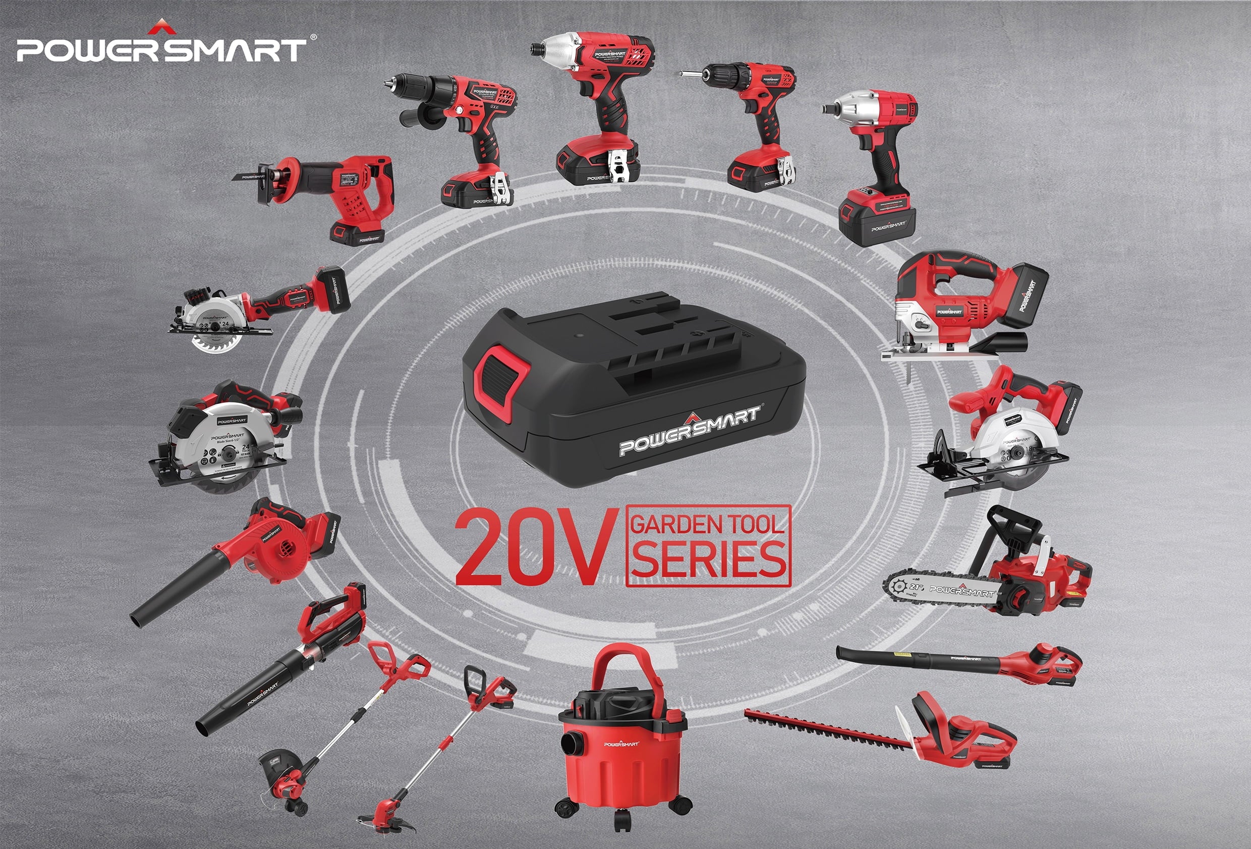 PowerSmart 20V 12-inch Cordless String Trimmer with Battery and Charger Z9905