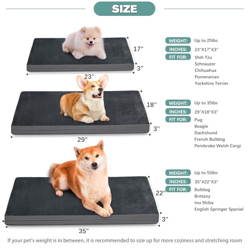 Vonabem Waterproof Dog Bed Large Medium Sized Dogs Outdoor Orthopedic Crate Pad Washable Gray 35"x22" C409