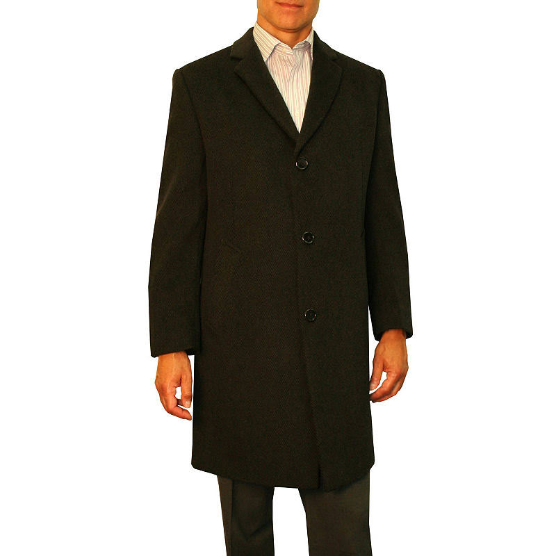 Men's Jean-Paul Germain Classic-Fit Wool-Blend Top Coat, Black E567