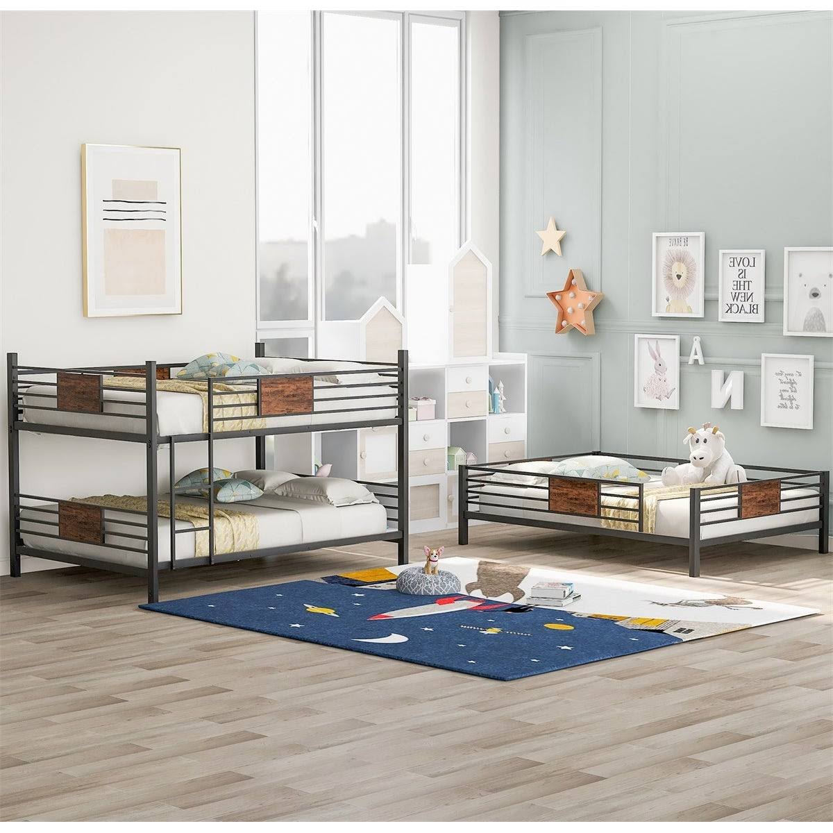 Merax Full Over Full Over Full Triple Bed, Divided into Three Separate Beds - White G131132