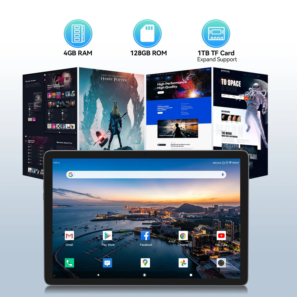 10.1 inch Android 12 Tablet 4GB RAM 128GB ROM WiFi GPS M250