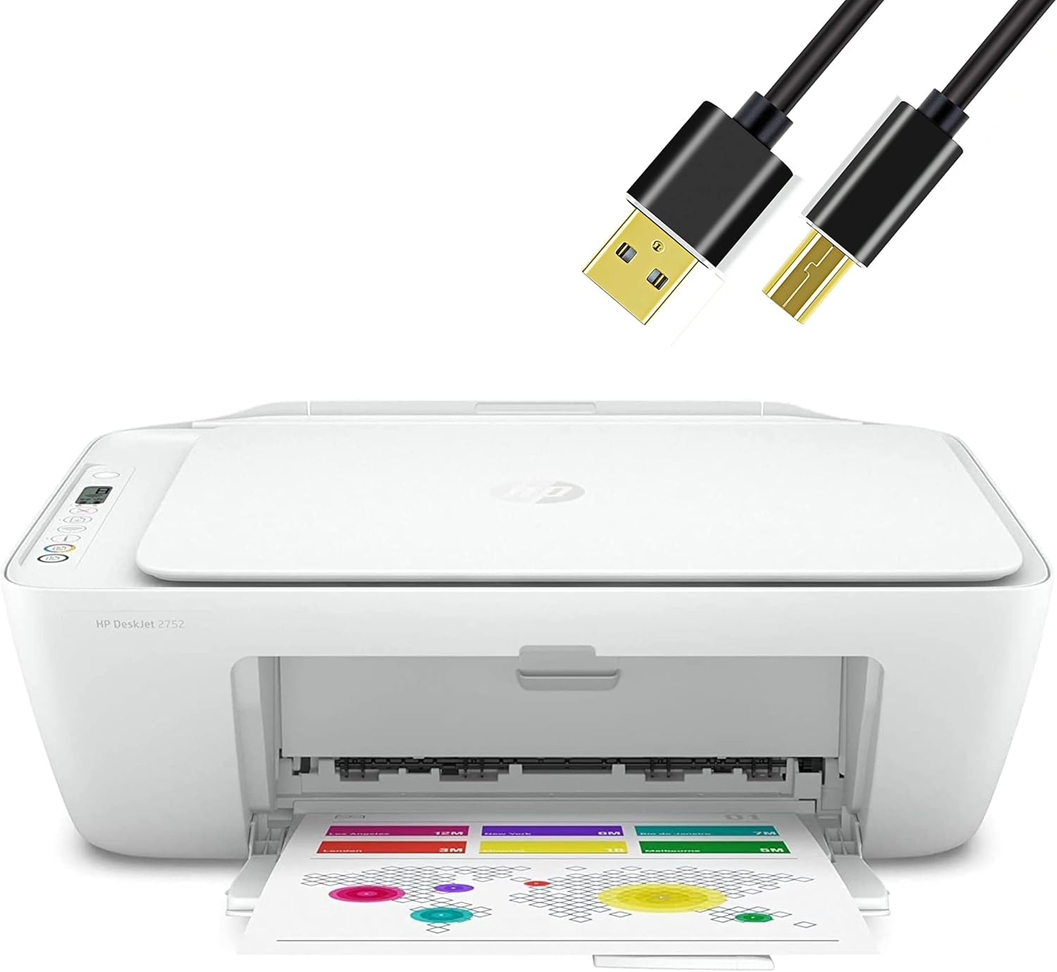 H-P All-in-One Wireless Color Inkjet Printer with NeeGo 6 Feet Printer Cable A51339