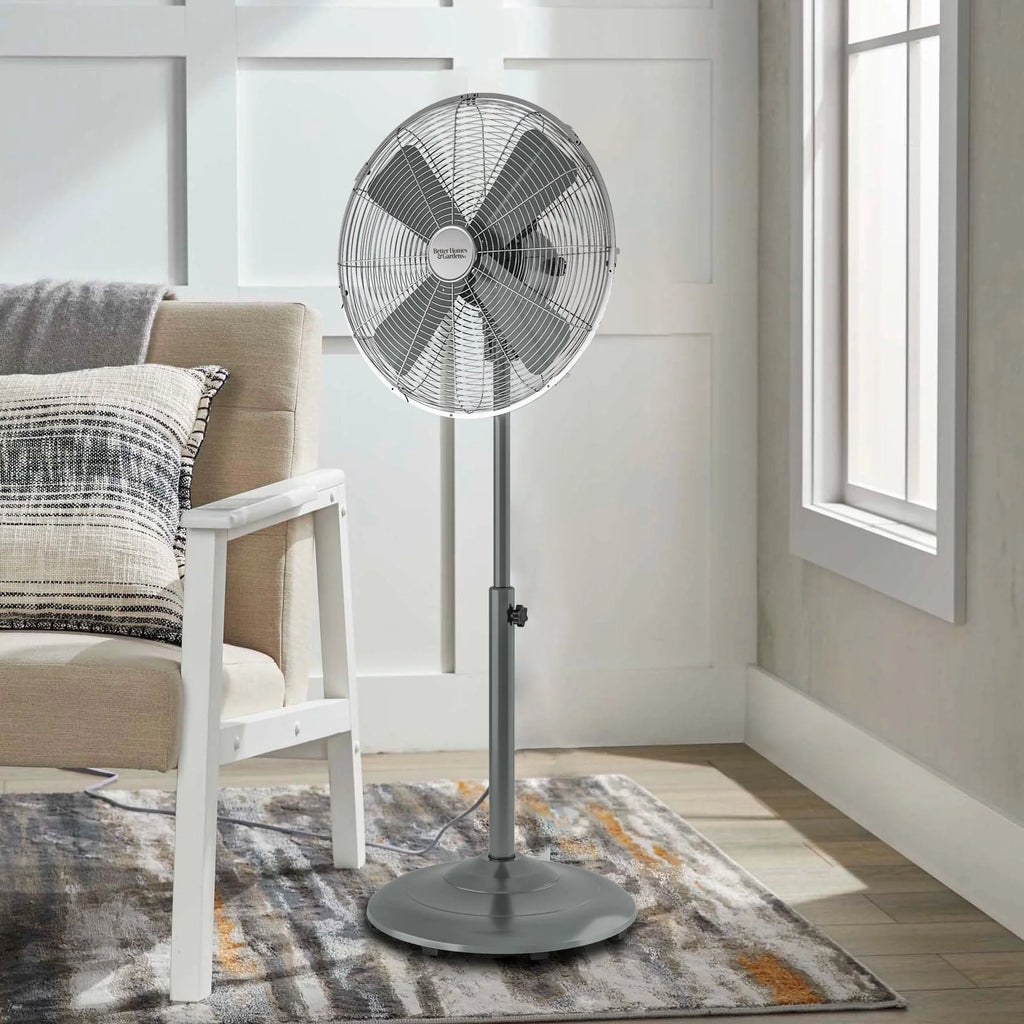 Better Homes & Gardens 16 inch Adjustable Oscillating Metal Stand Fan, Red O2097