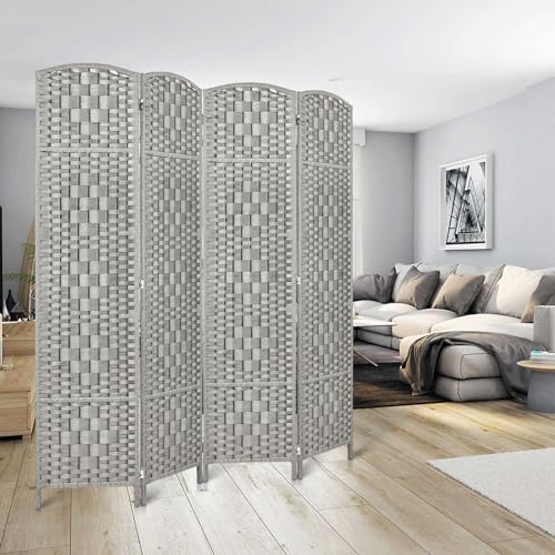 Rose Home Fashion 6 ft Tall Room Divider 4 Panel Folding Privacy Screen, Dark Coffee C8634