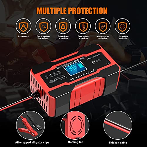 YONHAN Battery Charger 10-Amp 12V/24V Fully-Automatic Smart Car Battery Charger G4913