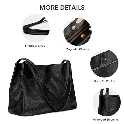 Kattee Leather Tote Bag for Women, Casual Shoulder Hobo Purse with Magnetic Snap Closure U606