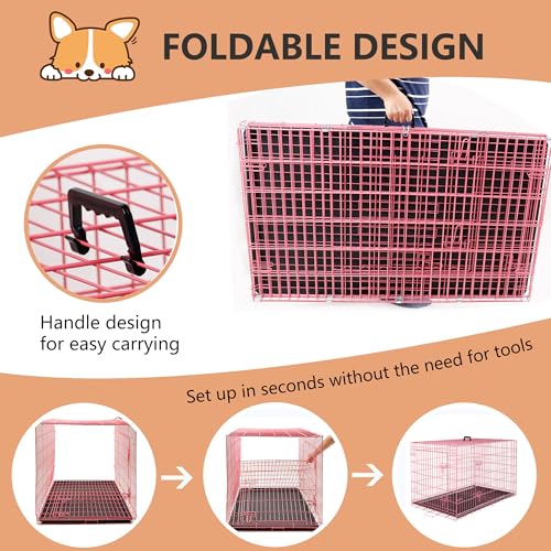 FDW Dog Crate for Large Dogs 48 Inch Folding Metal Wire Cage Double Door N1299