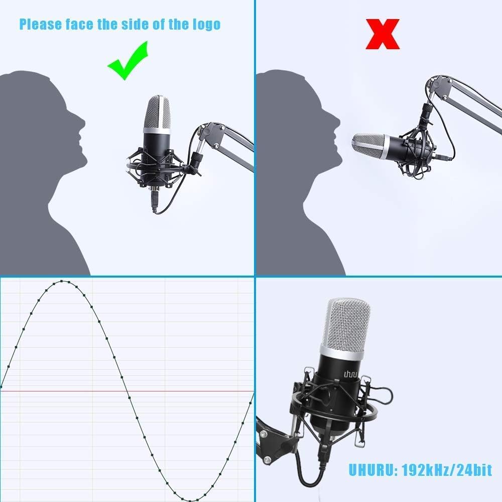 UHURU USB Podcast Condenser Microphone Kit with Boom Arm, 2 Pack W6815