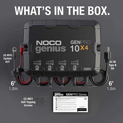 NOCO Genius GENPRO10X4 4-Bank 40A Onboard Battery Charger for Lead-Acid & Lithium J13345