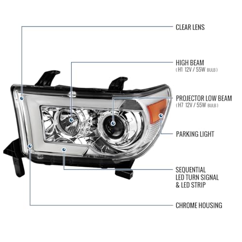 2007-2017 Toyota Tundra Sequoia Projector Headlights LED Sequential Turn Signals Pair Black E615