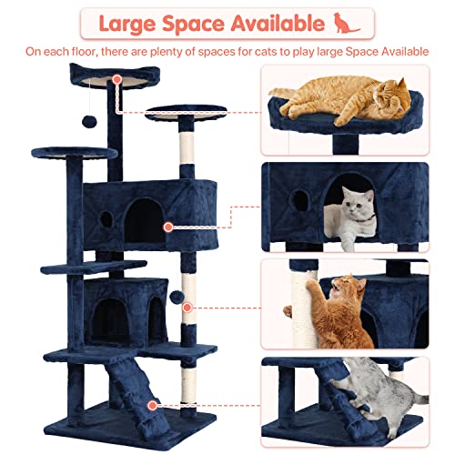 ASHY 54in Cat Tree with Scratching Post for Indoor Cats I993
