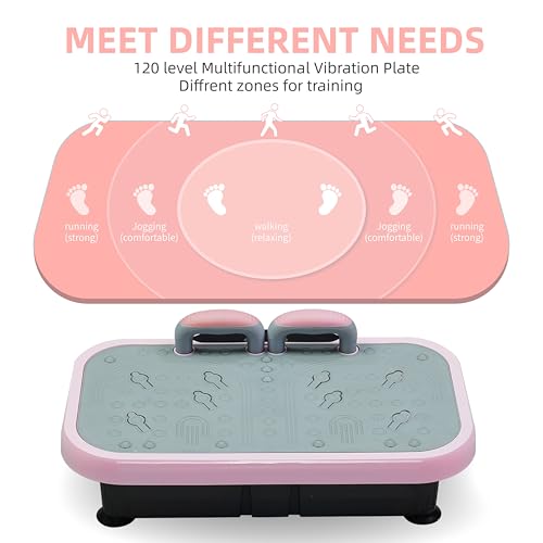 Vibration Plate Fitness Machine with Handle for Whole Body Workout Home Gym Pink S735
