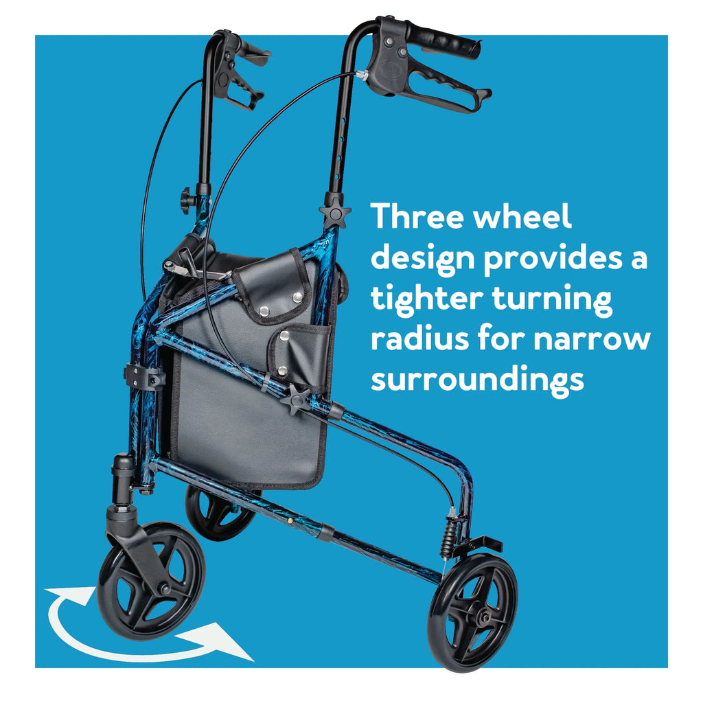 Carex Aluminium 3 Wheel Rollator Walker for Seniors, Height Adjustable Y94999