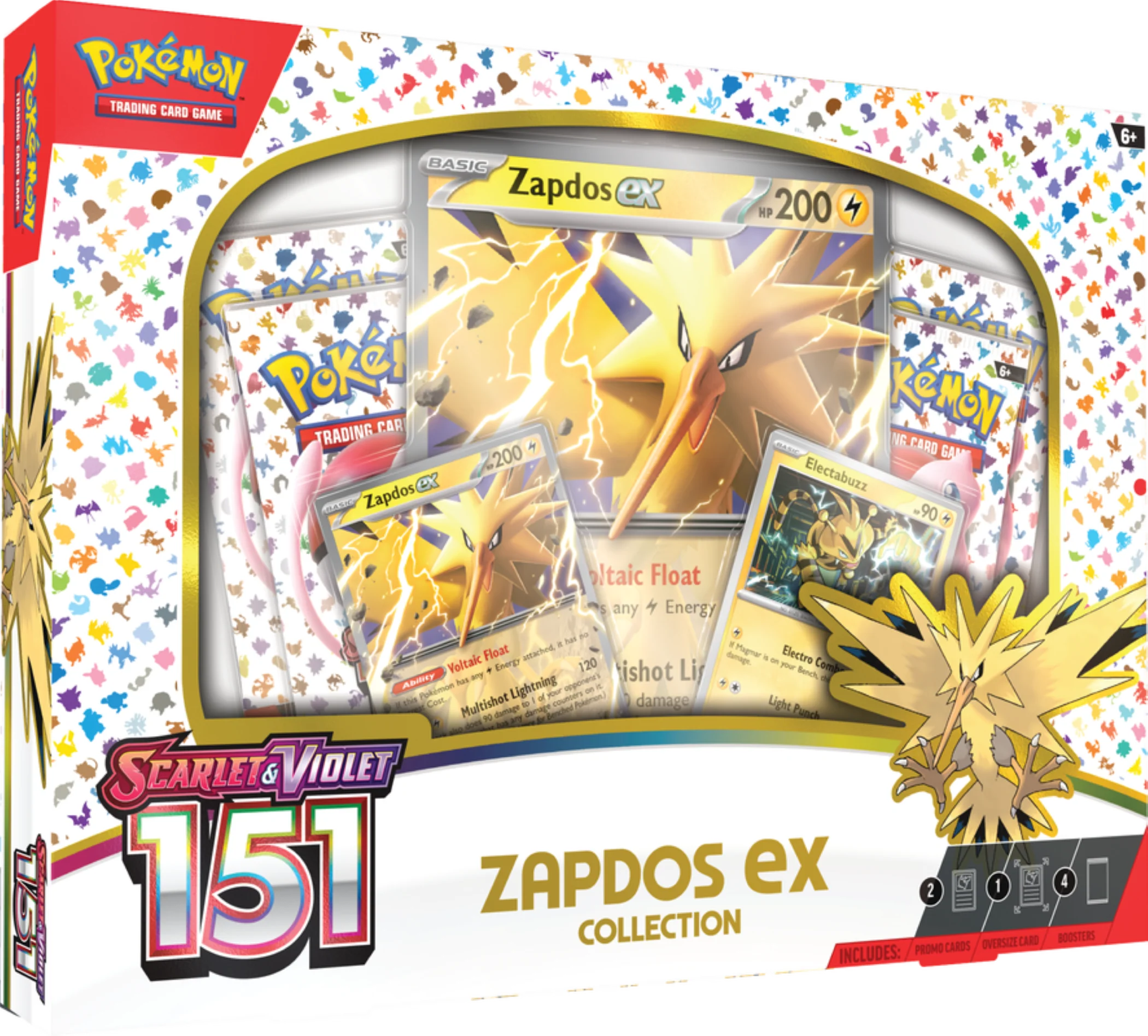 Pokemon Trading Card Game Scarlet & Violet 151 Collection Zapdos Ex - 4 Booster Packs B6016