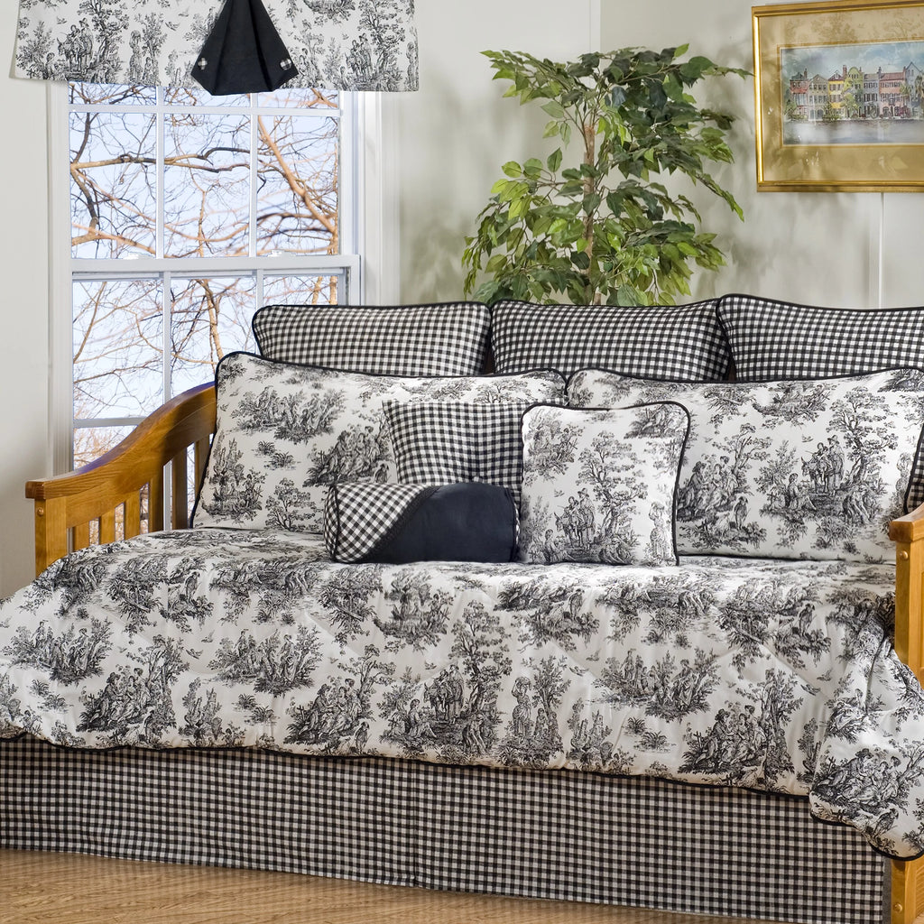 VICTOR MILL Plymouth Black and White Toile 10-Piece Cotton Daybed Set P749455
