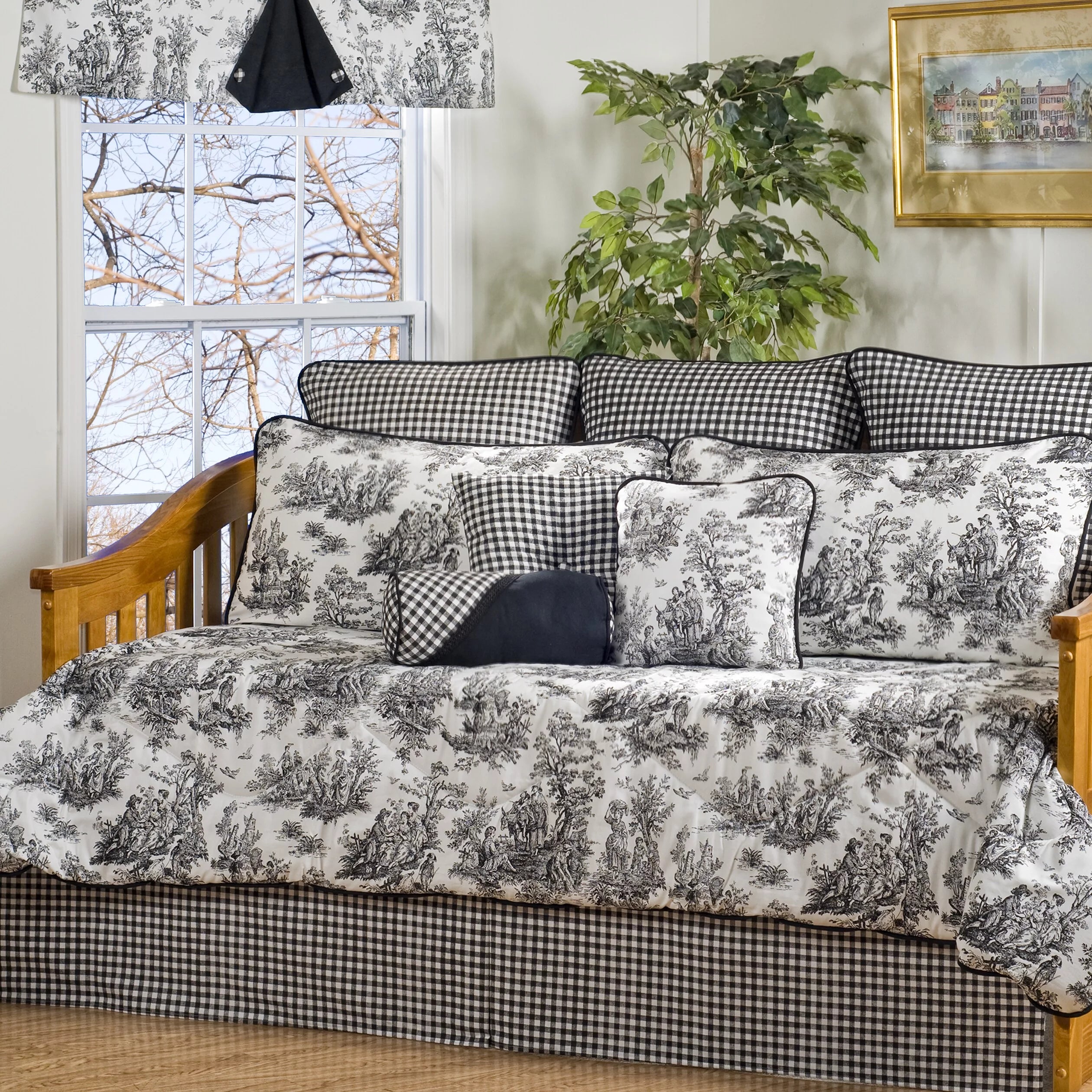 VICTOR MILL Plymouth Black and White Toile 10-Piece Cotton Daybed Set P749455