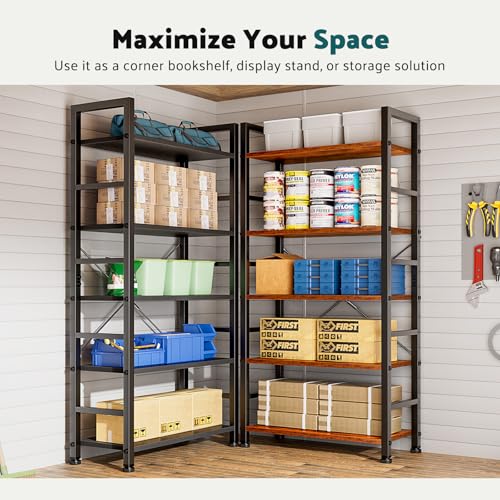 5 Tier Tall Bookcase Bookshelf Organizer Storage Unit Rustic Brown G866