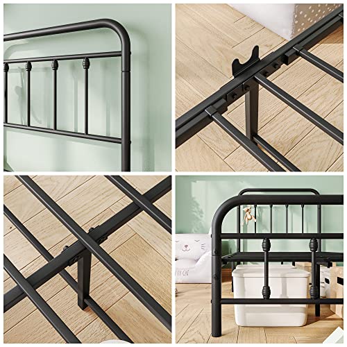 Vintage Full Size Metal Bed Frame with Headboard and Footboard, Black Z946901