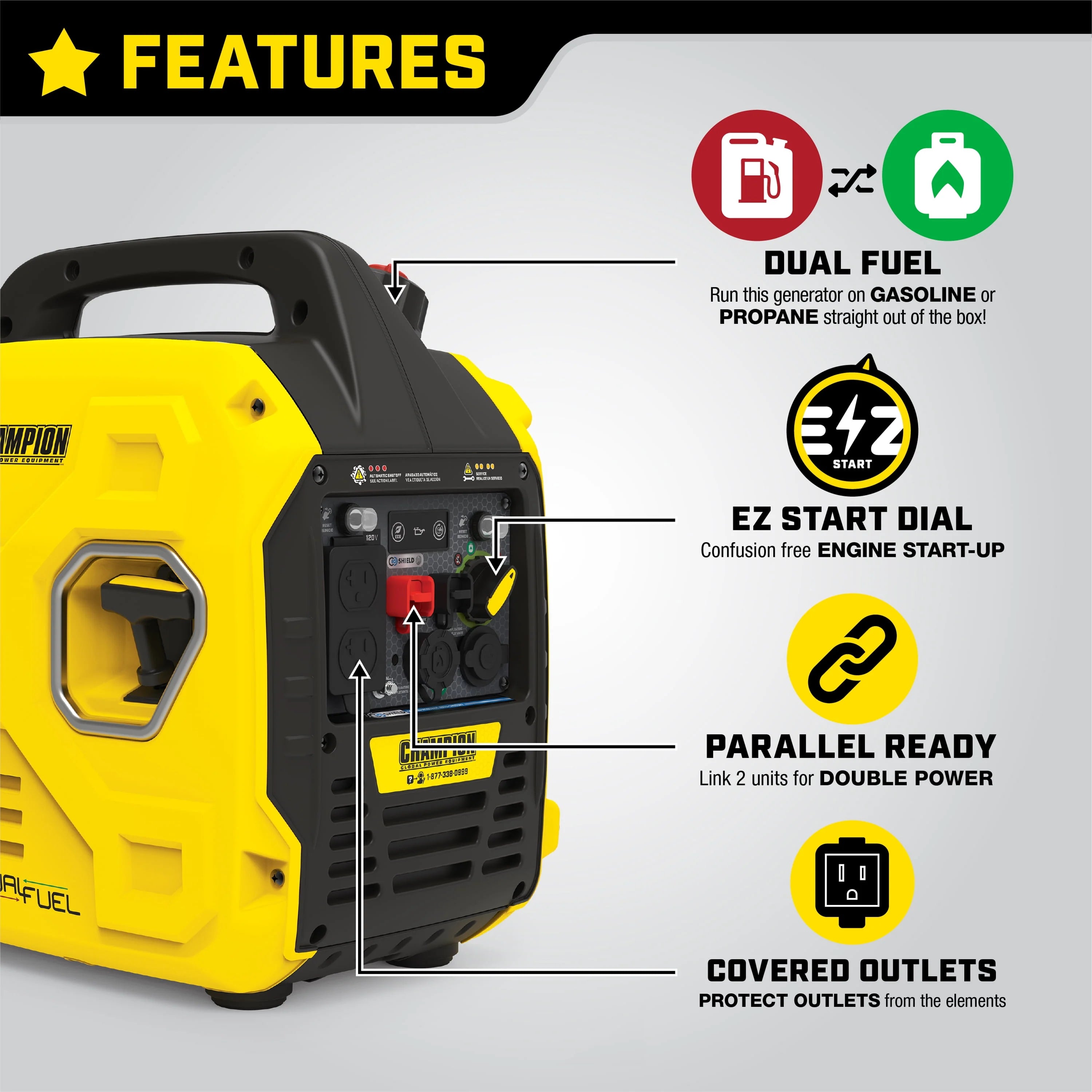 Champion Power Equipment 2500-Watt Ultralight Dual Fuel Inverter Generator O8532