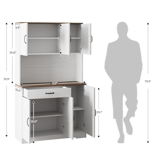 72" Tall Storage Cabinet with Adjustable Shelves & Steel Frame, Dark Grey F5479